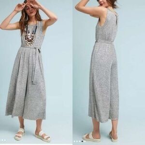 Anthropologie Meadow Rue Womens Alchemist Jumpsuit Metallic Silver Stretch